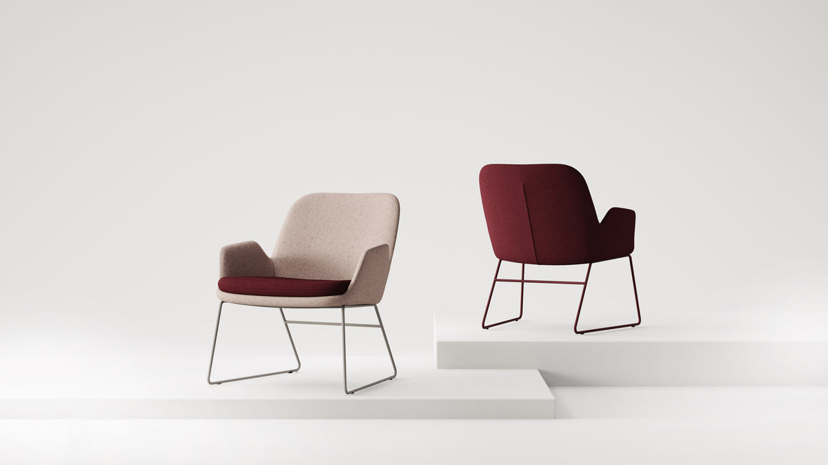 Daisy Sled Lounge Chair by B&T, showing daisy sled lounge chairs in live shot.