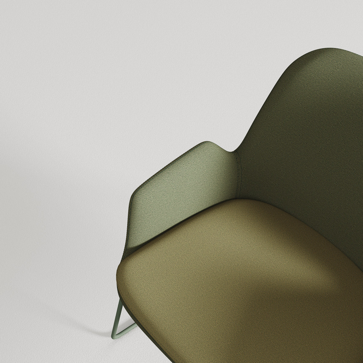 Daisy Sled Lounge Chair by B&T, showing closeup view of daisy sled lounge chair in live shot.