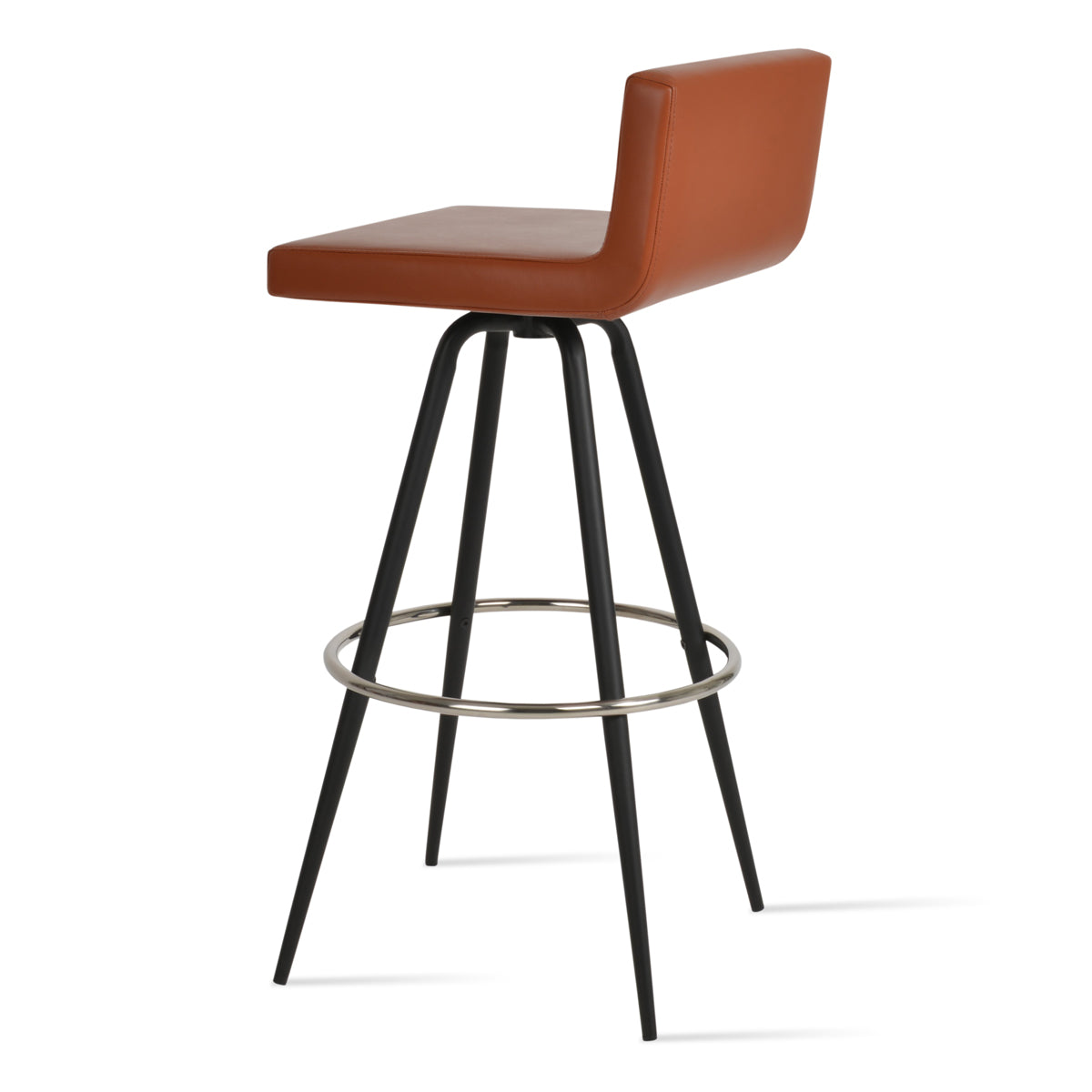 Dallas Max Swivel Counter Stool by SohoConcept, showing back view of dallas max swivel counter stool in black powder steel/cinnamon ppm-fr.