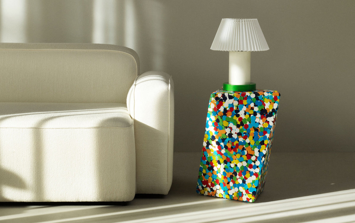 Delta Proust Side Table by Normann Copenhagen, showing delta proust side table in live shot.