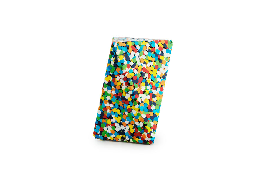 Delta Proust Side Table by Normann Copenhagen, showing side view of delta proust side table in multi.