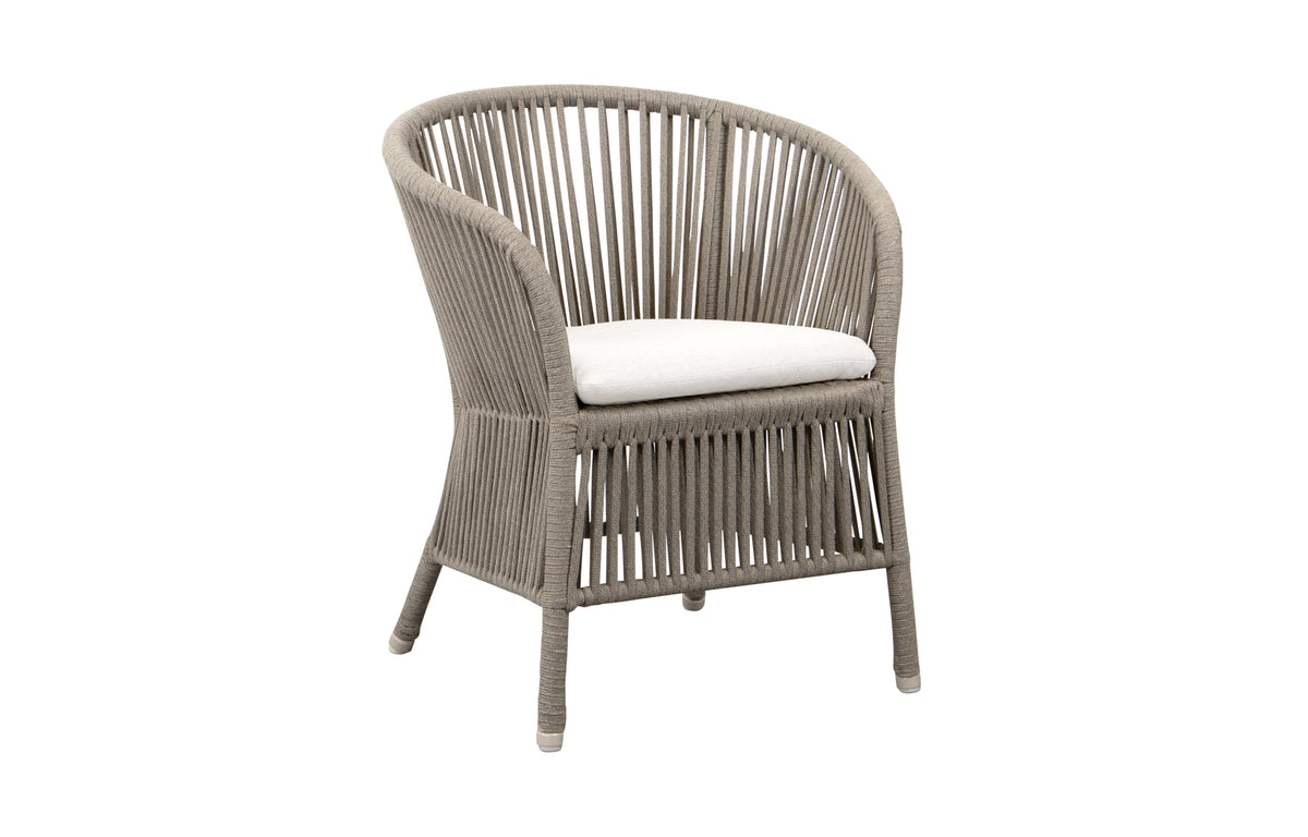 Derby Arm Chair by Cane-Line - Taupe Soft Rope, White Natte Seat.