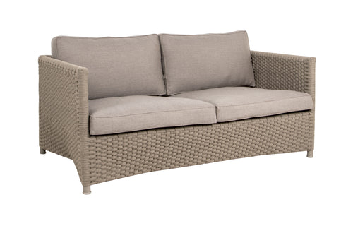 Diamond Outdoor Sofa by Cane-Line - 2-Seater, Taupe Soft Rope Frame/Natte Cushion Set.