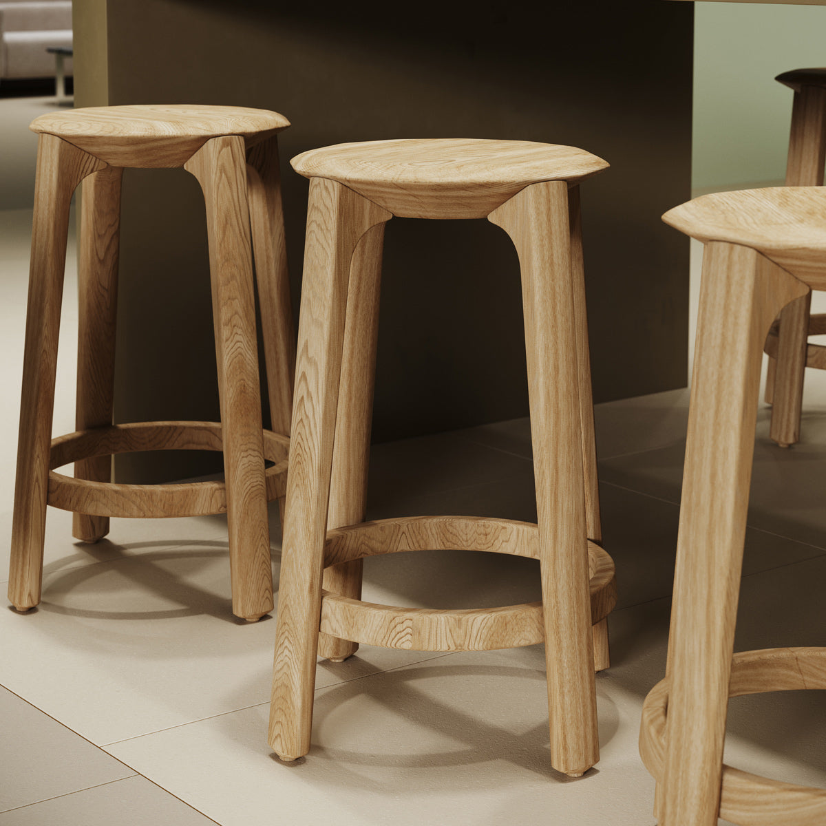 Diamond Stool by Kollektiff, showing closeup view of diamond stools in live shot.