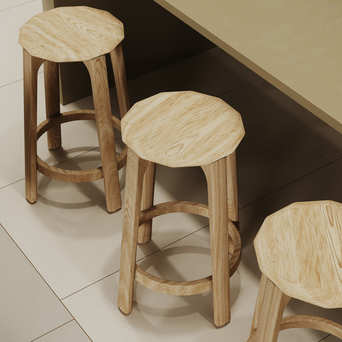 Diamond Stool by Kollektiff, showing closeup view of diamond stools in live shot.
