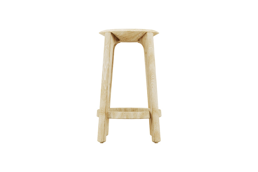 Diamond Stool by Kollektiff, showing front view of diamond stool in clear ash wood.