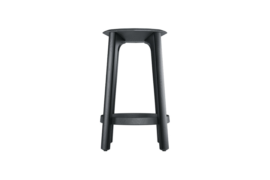 Diamond Stool by Kollektiff, showing front view of diamond stool in black stained ash wood.