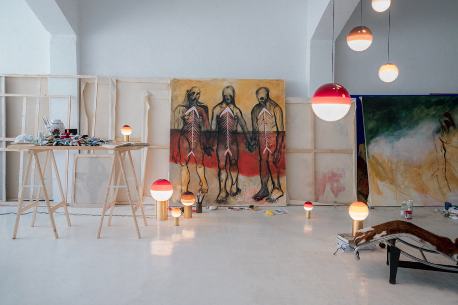 Dipping ø11.8" 30V-24V Pendant Light by Marset, showing dipping ø11.8" 30v-24v pendant lights in live shot.