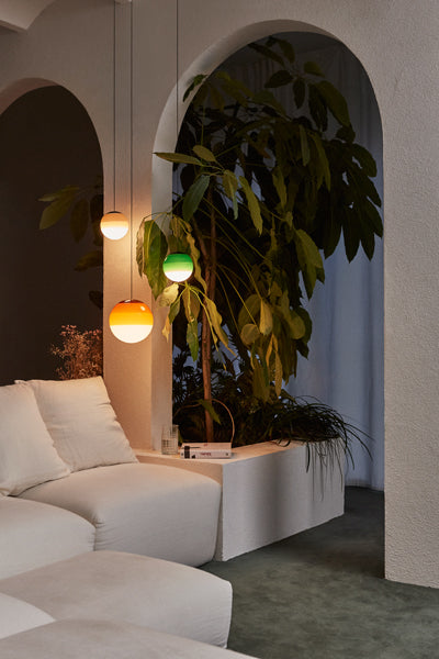 Dipping ø11.8" 30V-24V Pendant Light by Marset, showing dipping ø11.8" 30v-24v pendant lights in live shot.
