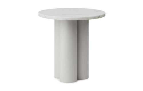Dit Side Table by Normann Copenhagen - Sand Powder Coated Steel, White Carrara Stone.