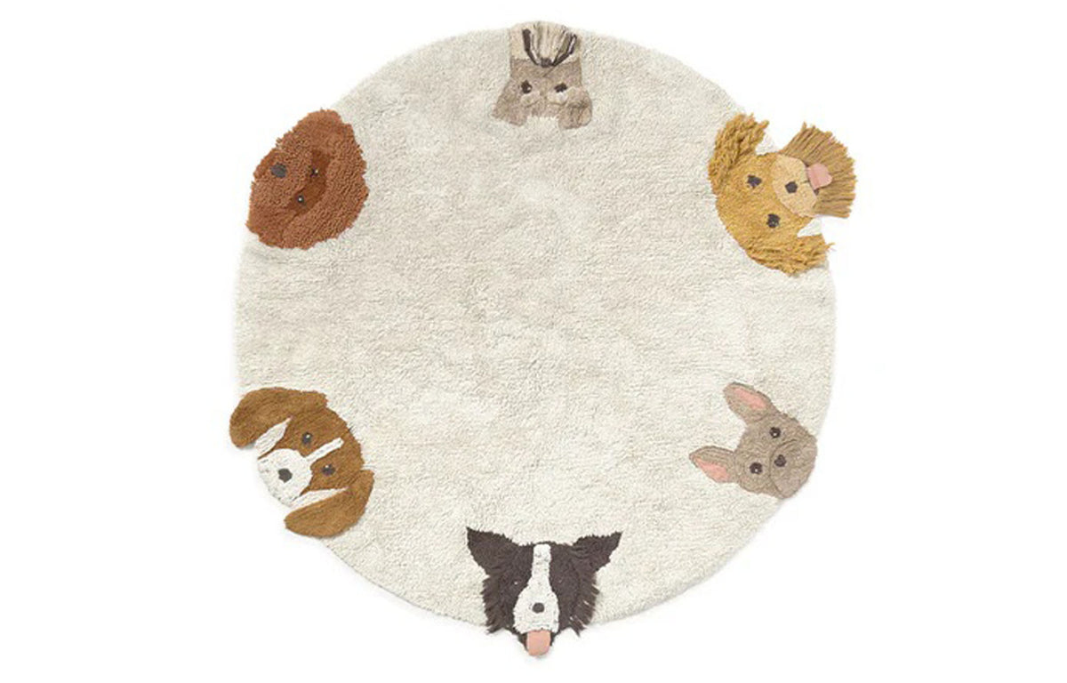 Dogs Washable Rug by Lorena Canals, showing front view of dogs washable rug.