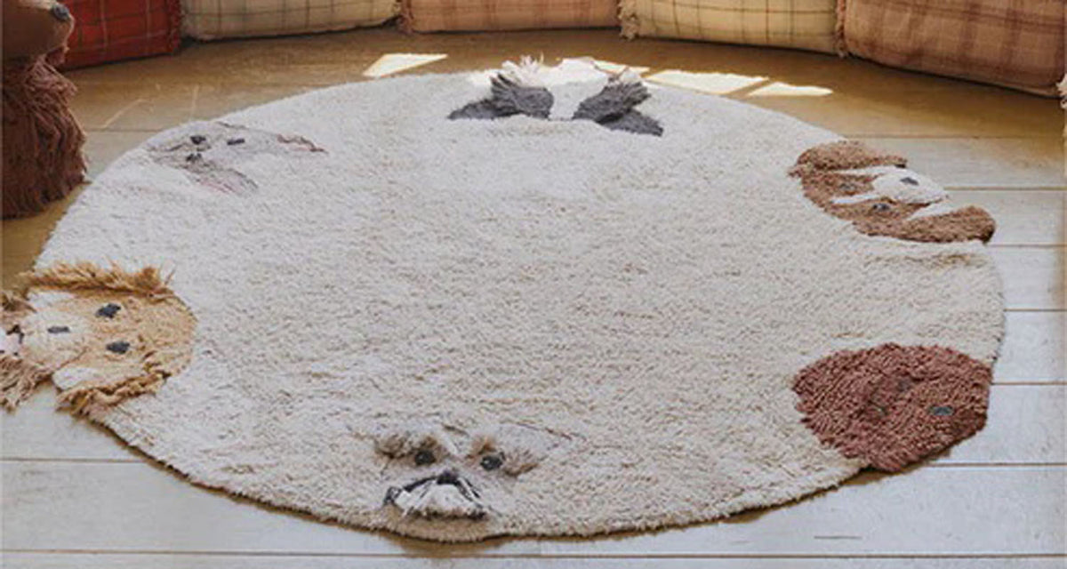 Dogs Washable Rug by Lorena Canals, showing dogs washable rug in live shot.