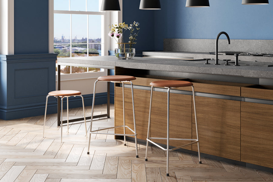 Dot High Stool by Fritz Hansen, showing dot high stools in live shot.
