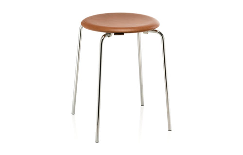 Dot Stool by Fritz Hansen - Low, Chrome Steel, Walnut Wild Leather.