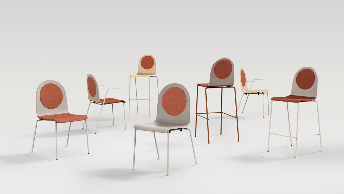 Dot Upholstered Seat Chair by B&T, showing dot upholstered seat chairs in live shot.