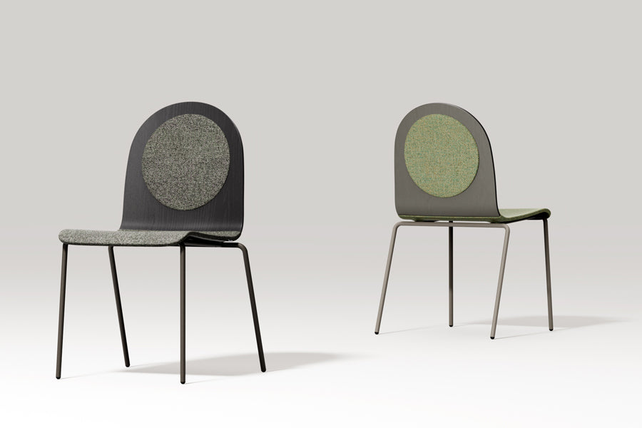 Dot Upholstered Seat Chair by B&T, showing dot upholstered seat chairs in live shot.