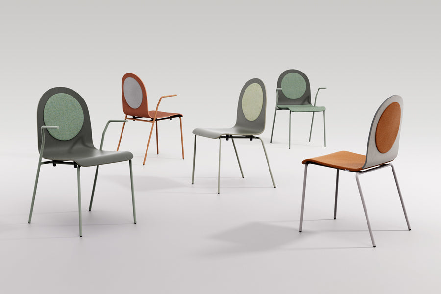 Dot Upholstered Seat Chair by B&T, showing dot upholstered seat chairs in live shot.