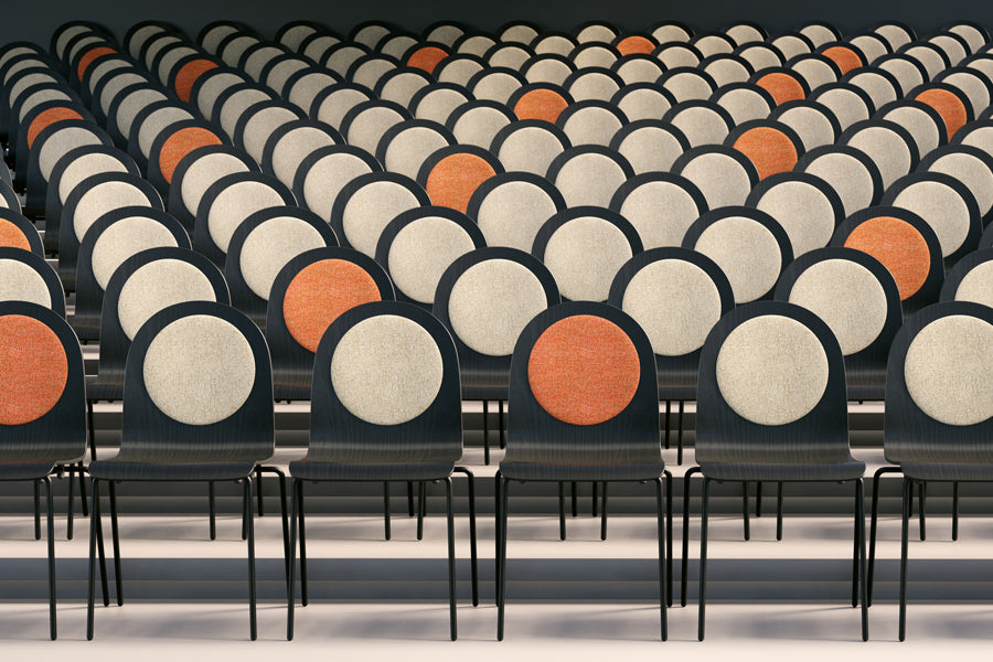 Dot Veneer Wood Seat Chair by B&T, showing dot veneer wood seat chairs in live shot.