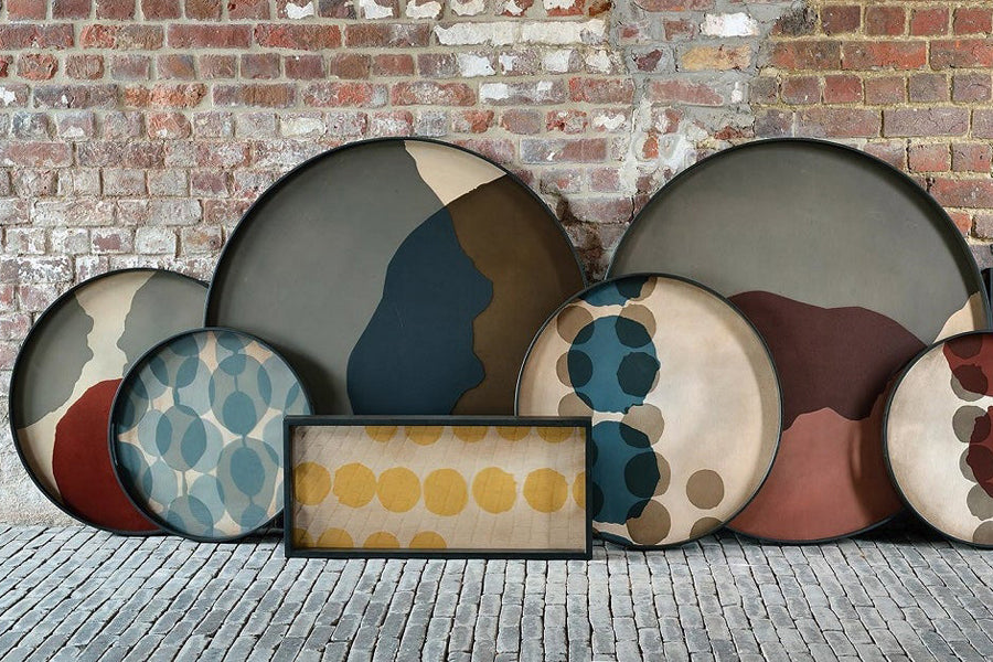 Dots Glass Tray by Ethnicraft, showing dots glass trays in live shot.