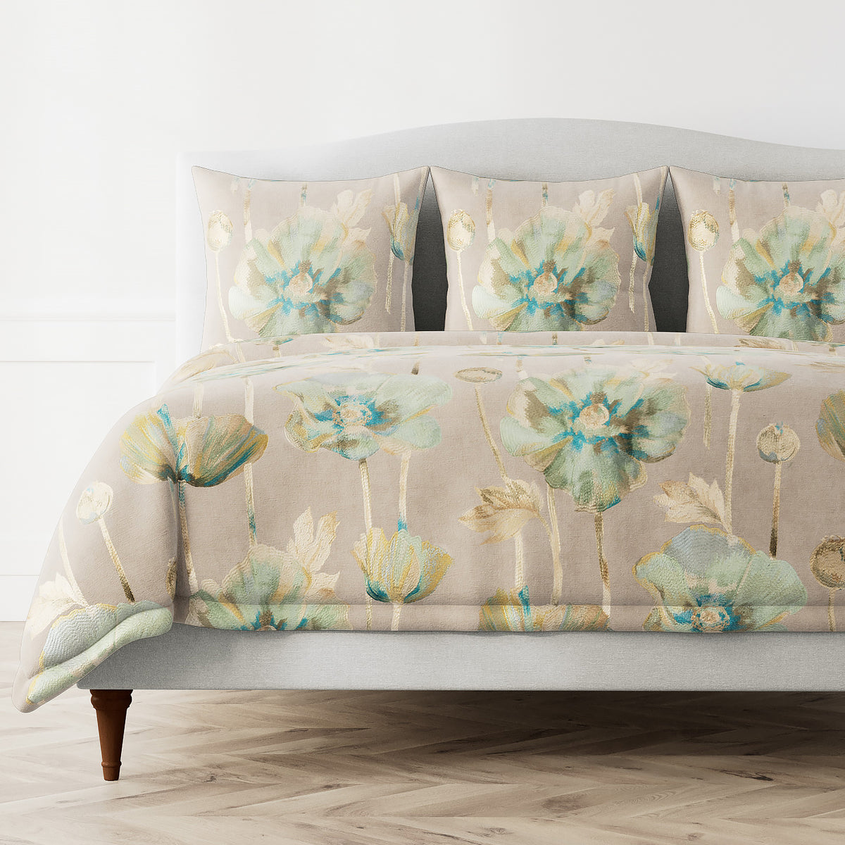 Opium Linen Duvet Cover in Azure