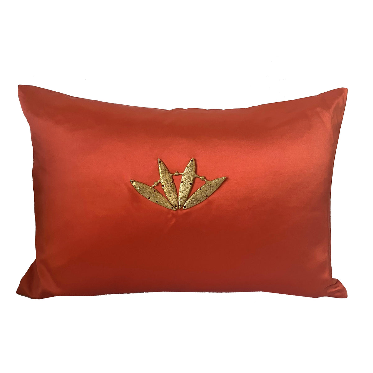 Embellished Minoan Silk Pillow in Poppy