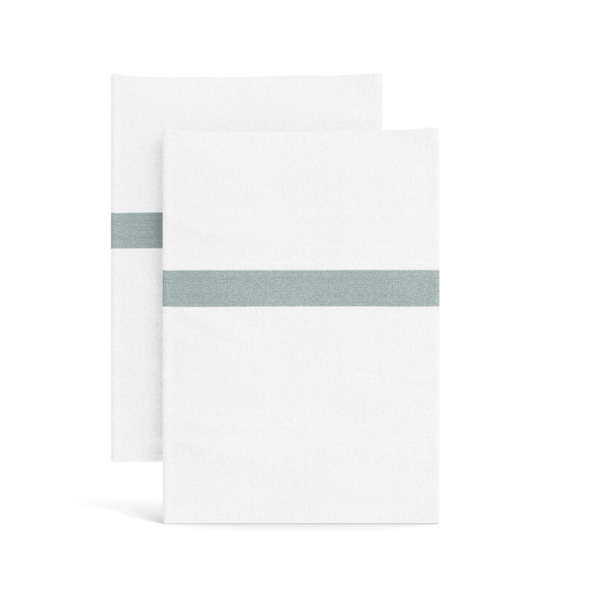 Ready-to-Bed 2.0 Cotton & Trim Pillowcases in White/Aqua