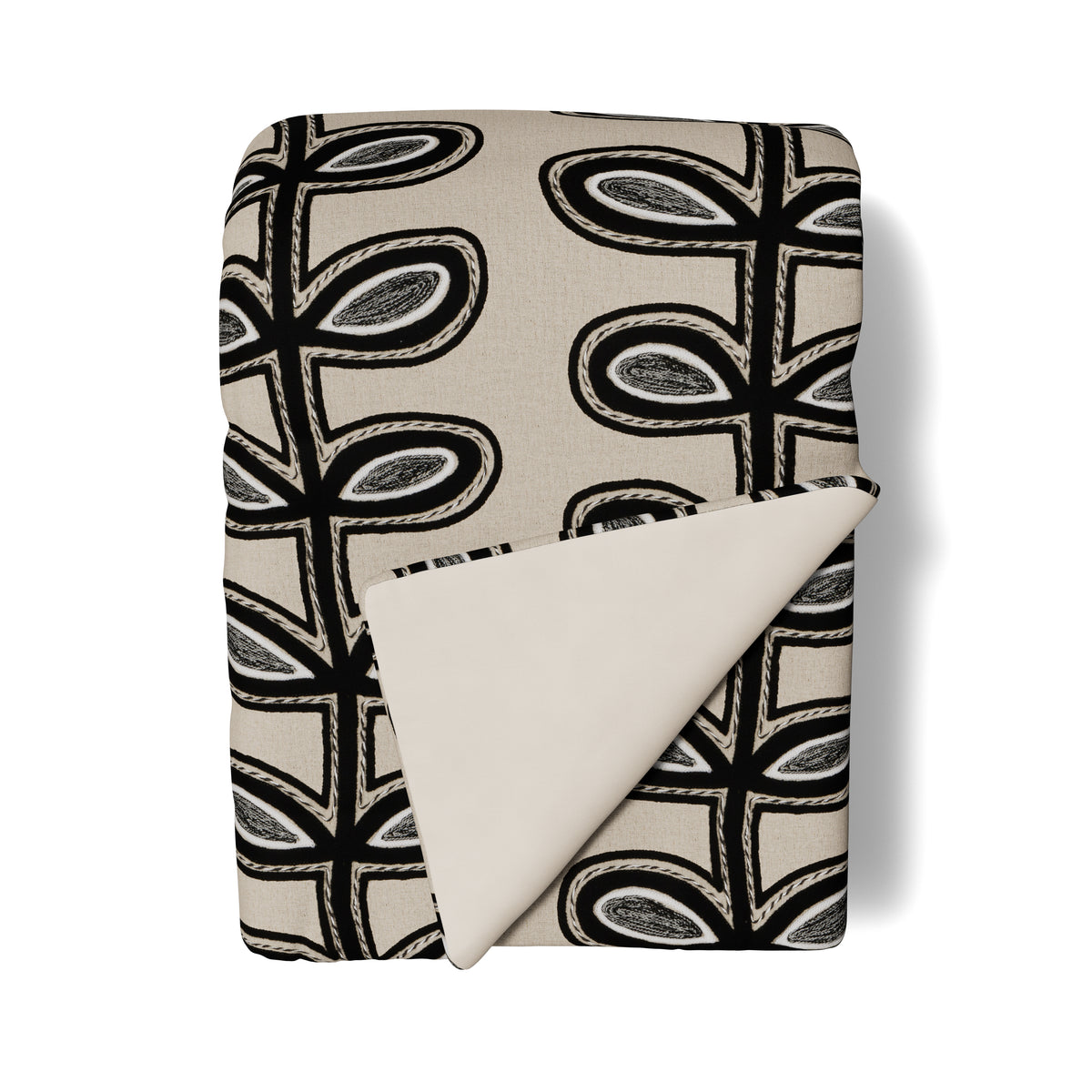 Fellini Linen Throw in Natural/Charcoal