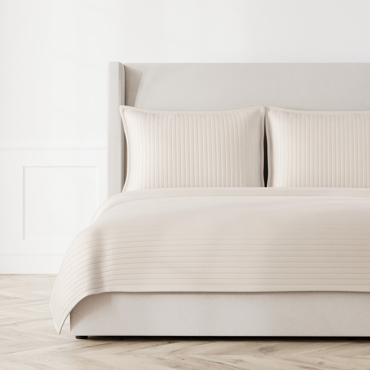 Charmeuse Channel Quilt Coverlet in Silver