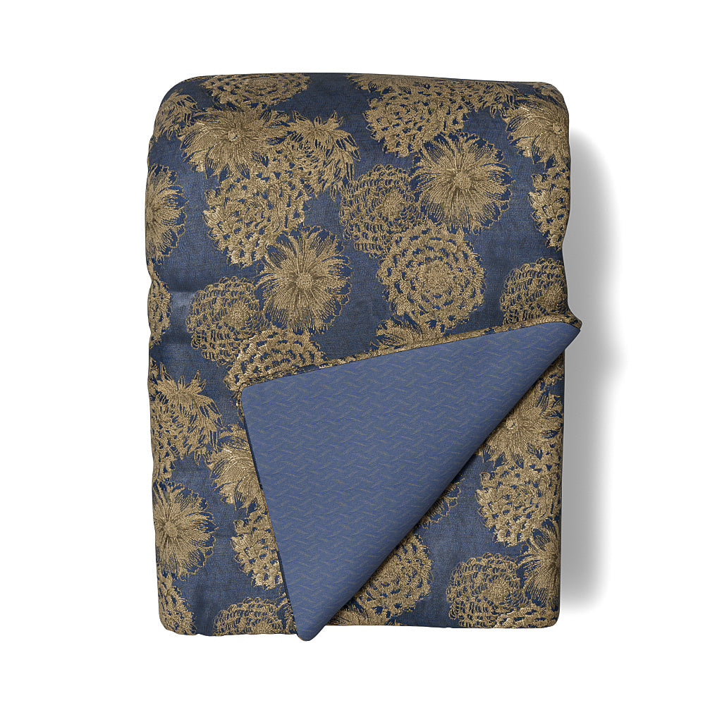 Chrysanthemum Throw in Blue
