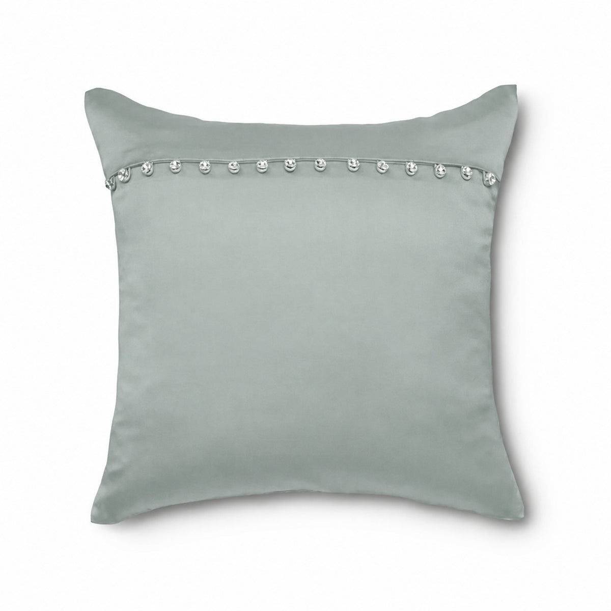 Charmeuse Pillow With Crystal Buttons in Frost