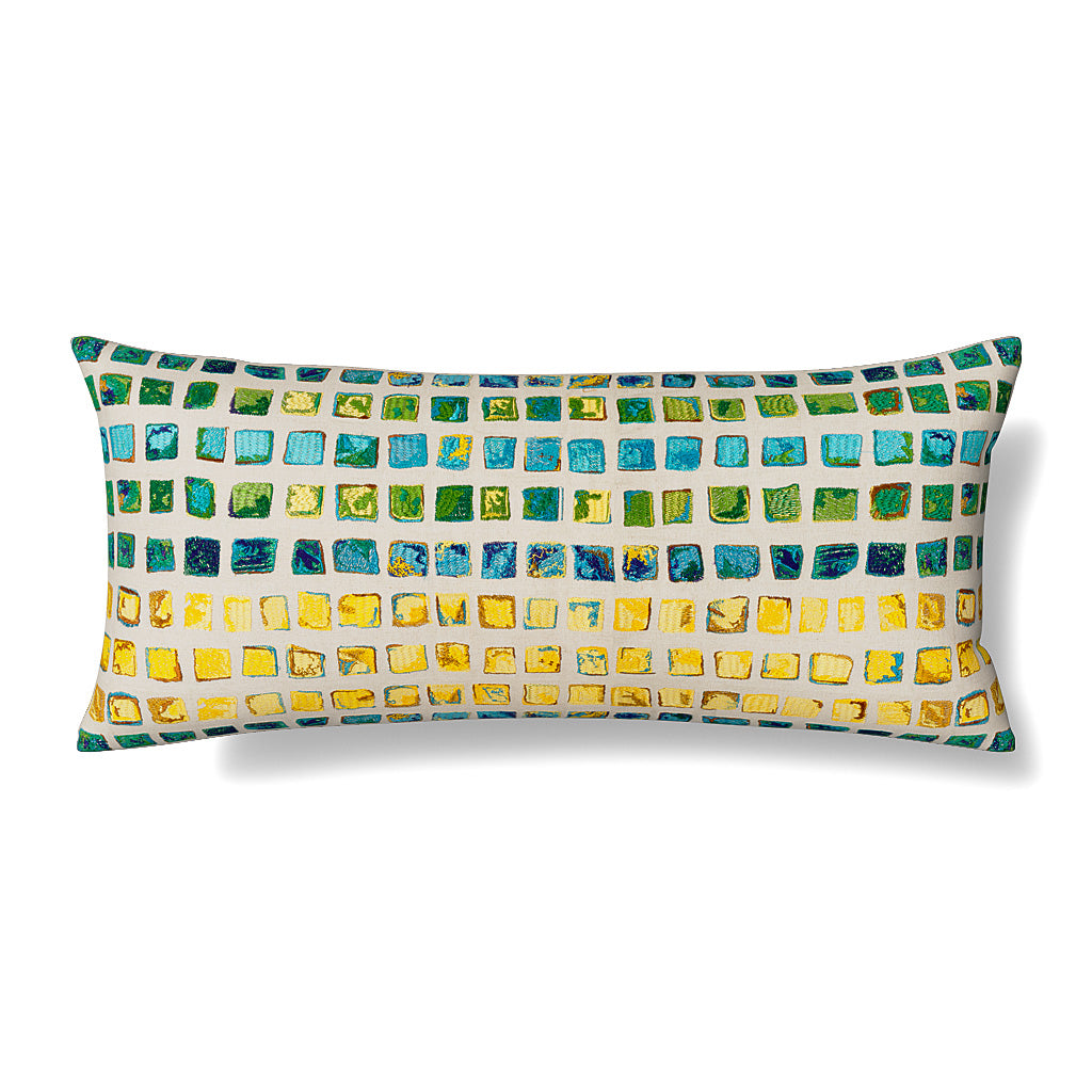 Tesserae Mosaic Linen Pillow in Multi