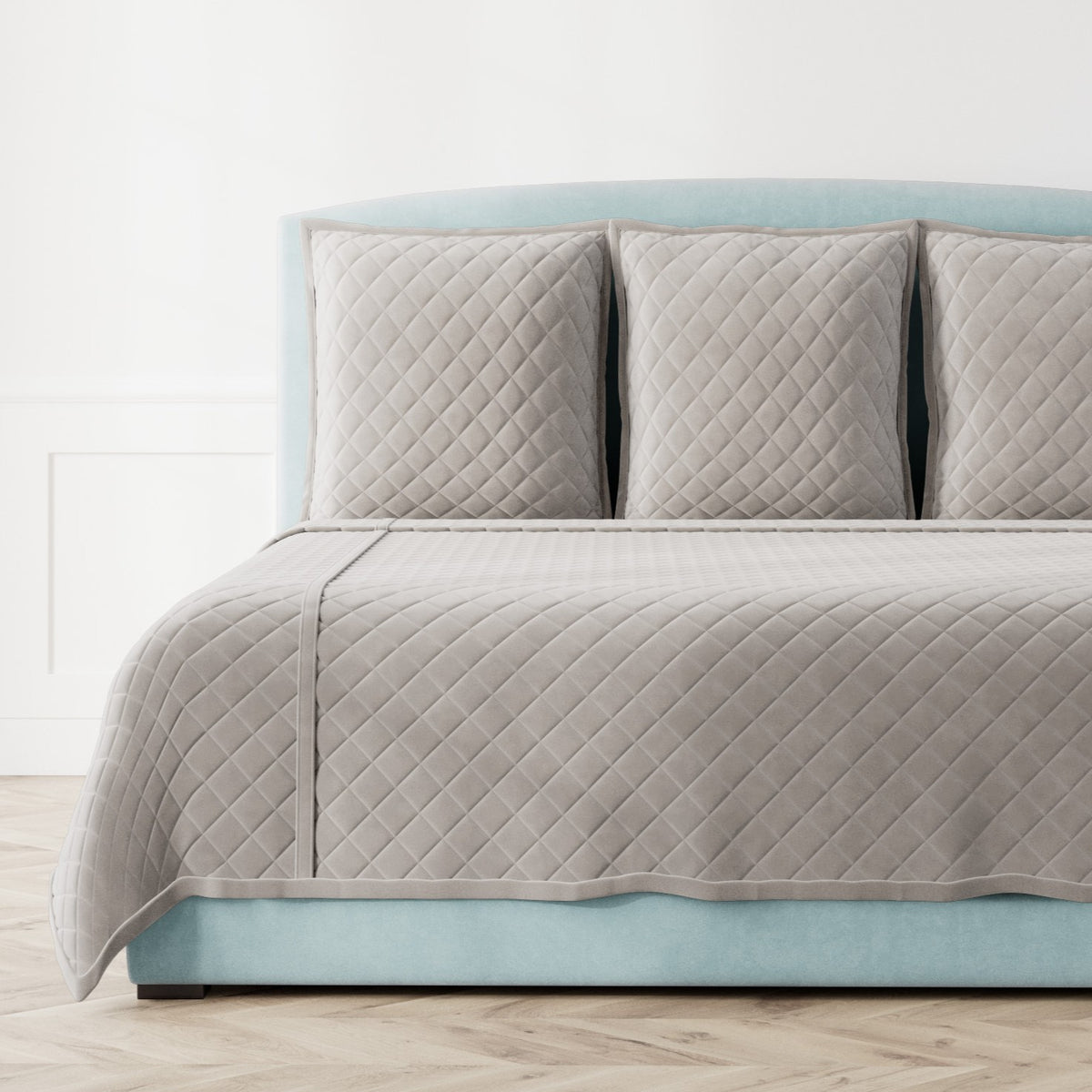 Velvet Coverlet Set in Grey