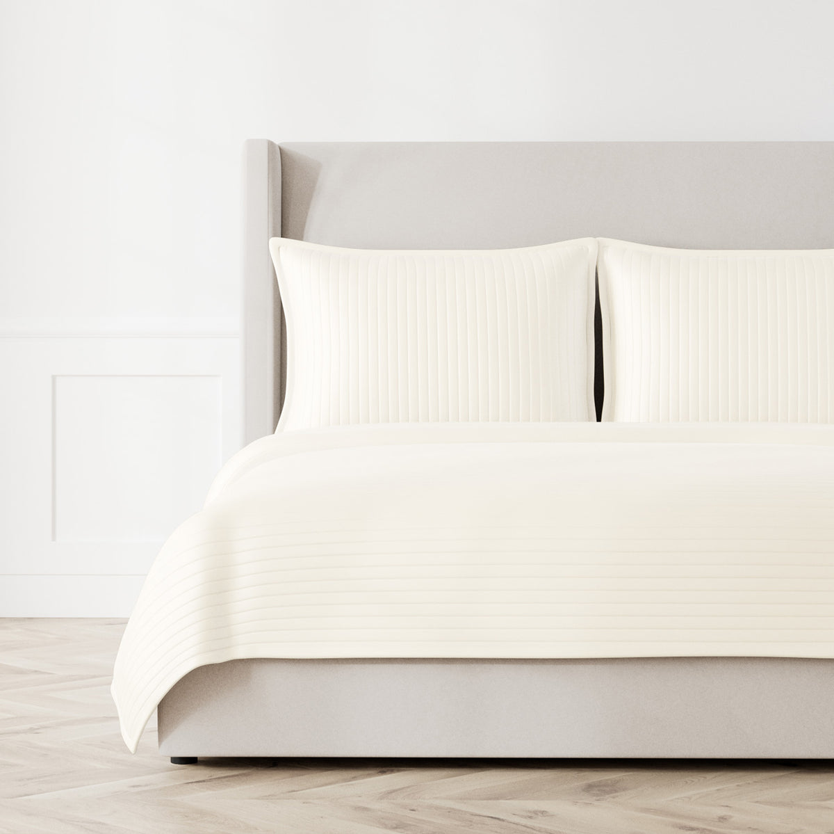 Charmeuse Channel Quilt Coverlet in Ivory