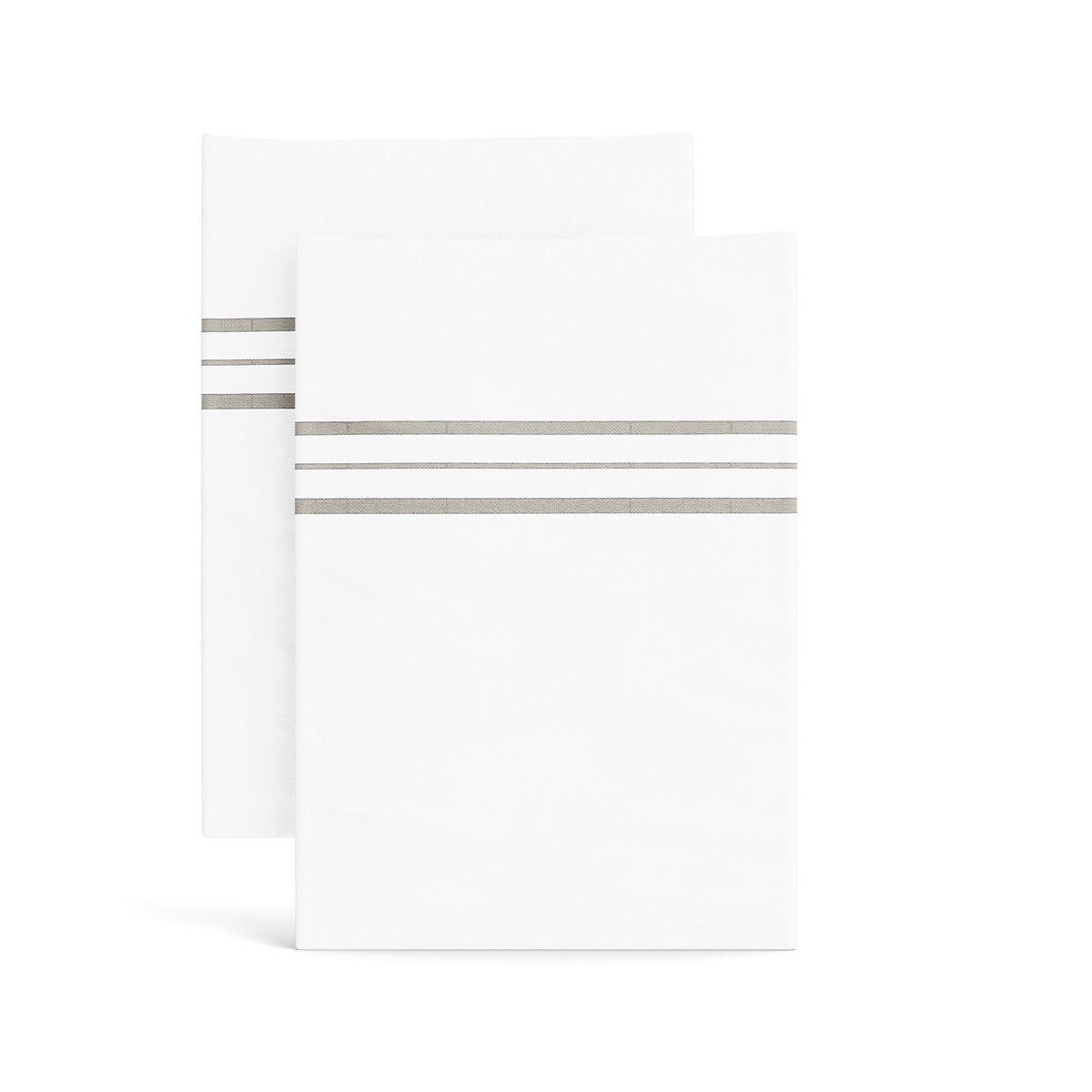 Hem Stripe Cotton Pillowcases in White Taupe