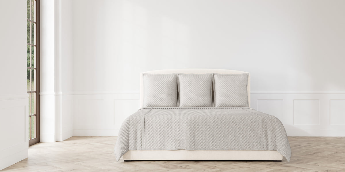 Faux Flax Coverlet Set in Grey