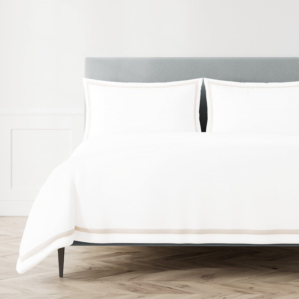 Ready-to-Bed 2.0 Cotton & Trim Duvet Cover in White/Silver
