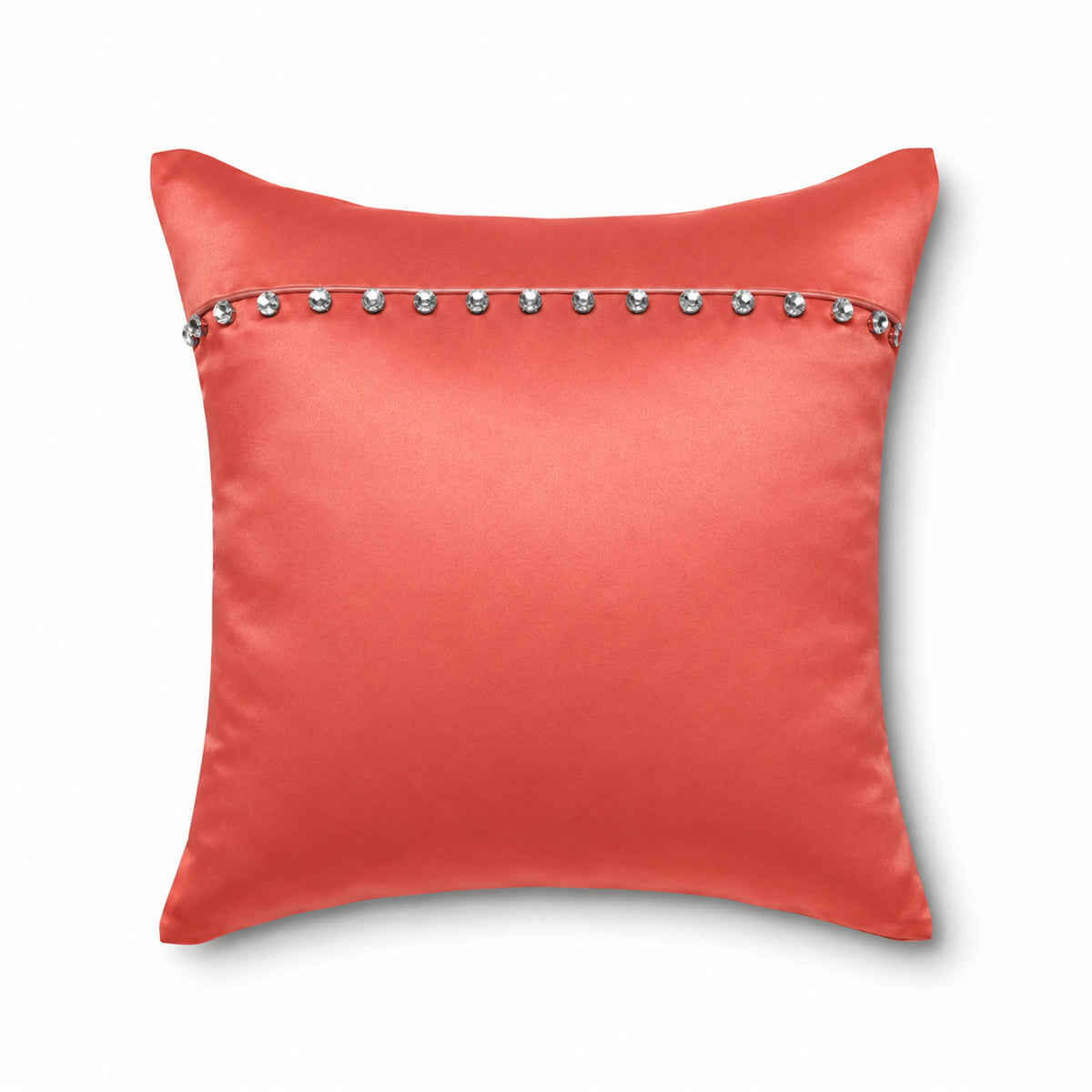 Charmeuse Pillow With Crystal Buttons in Poppy