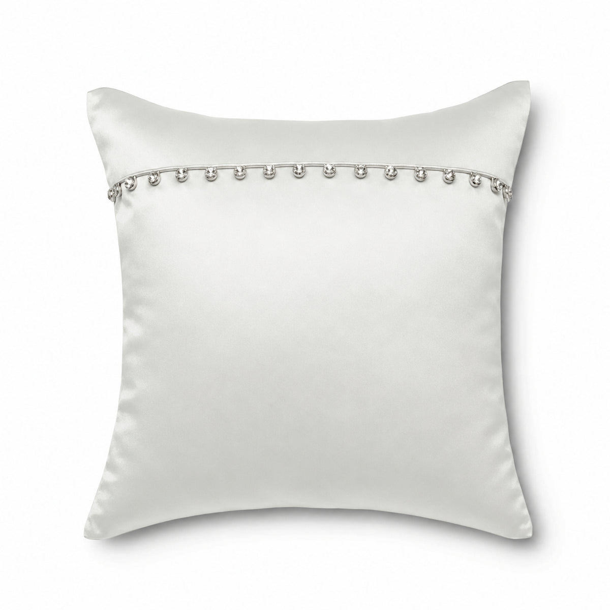 Charmeuse Pillow With Crystal Buttons in White