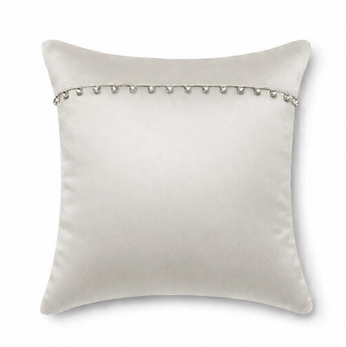 Charmeuse Pillow With Crystal Buttons in Silver