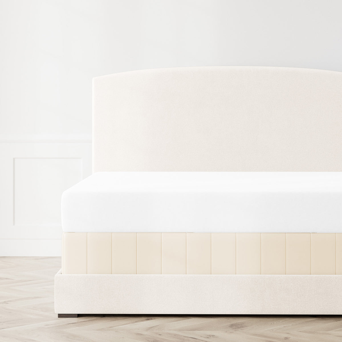 Hammered Silk Box Spring Cover in Champagne