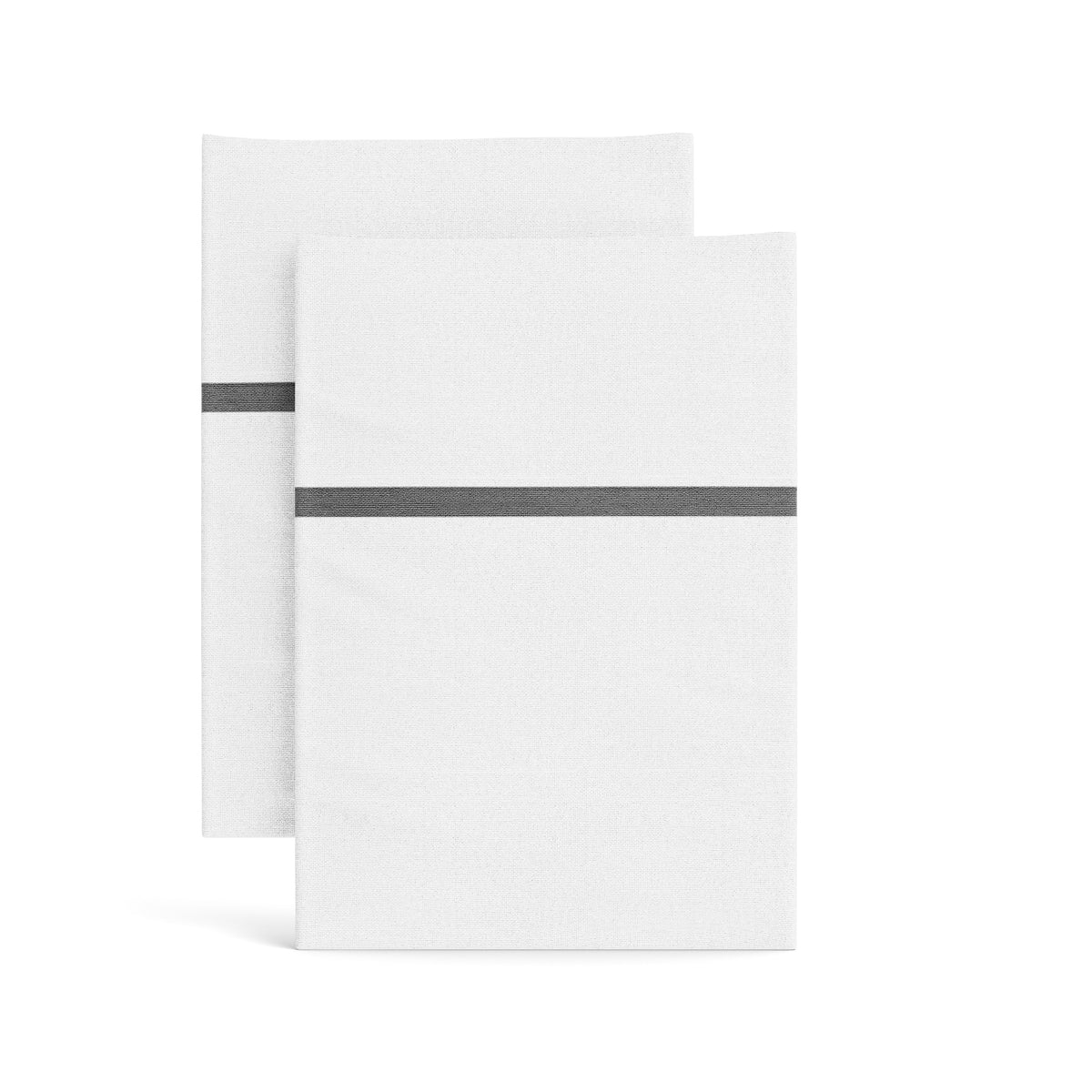 Silk Trim Pillowcases in White/Charcoal