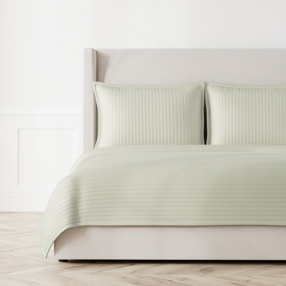 Charmeuse Channel Quilt Coverlet in Frost