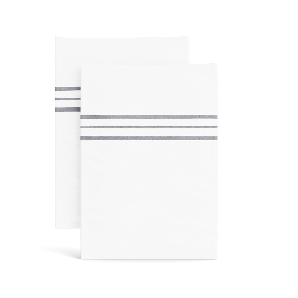 Hem Stripe Cotton Pillowcases in White Grey
