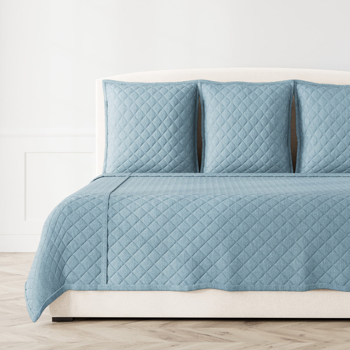 Faux Linen Coverlet Set in Stonewash Blue