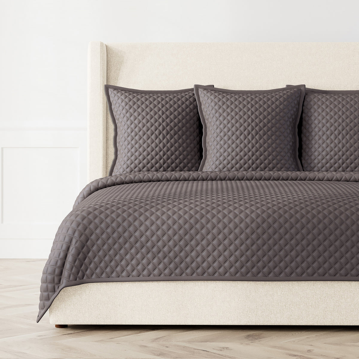 Double Diamond Coverlet Set - Charcoal in Charcoal