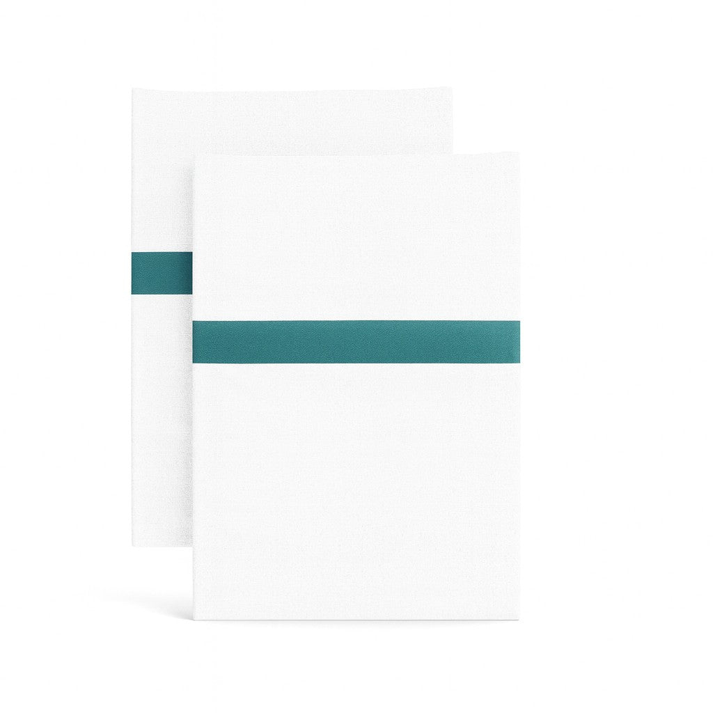 Ready-to-Bed 2.0 Cotton & Trim Pillowcases in White/Teal