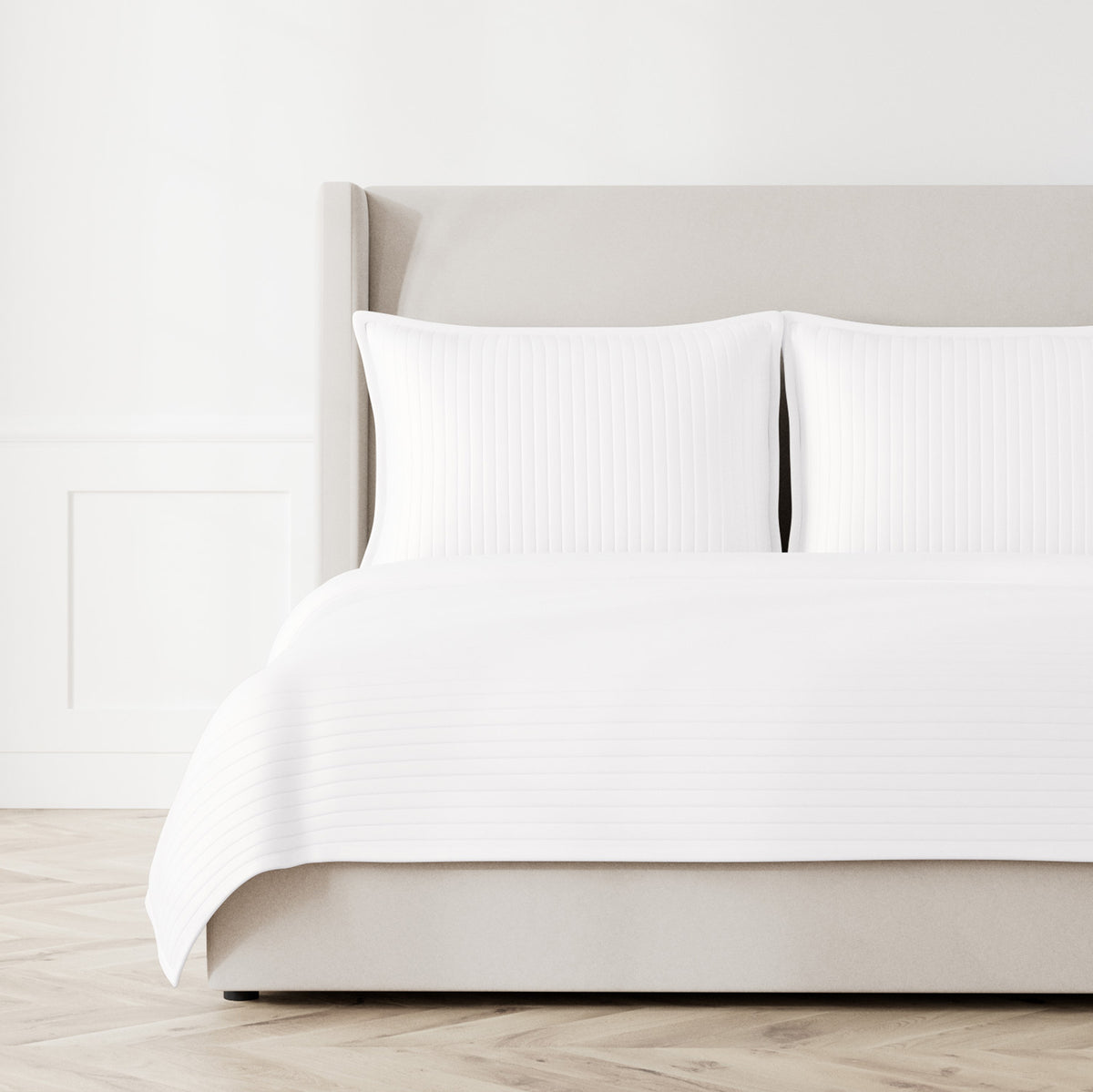 Charmeuse Channel Quilt Coverlet in White