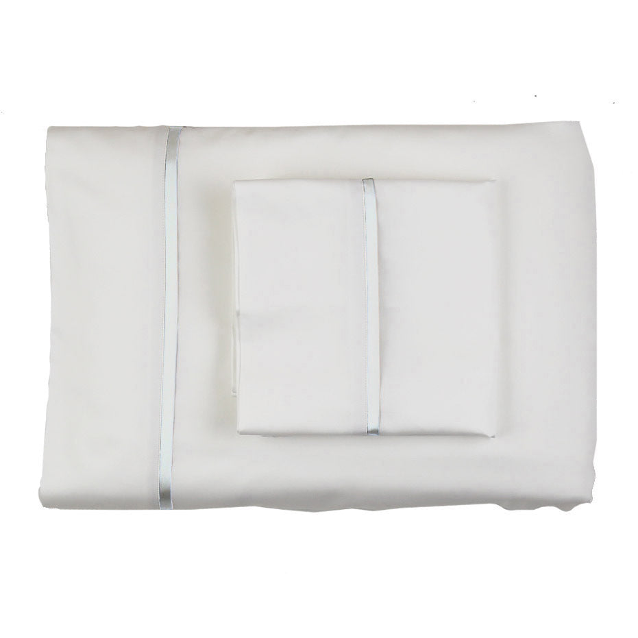 Silk Trim Sheet Set in White/White