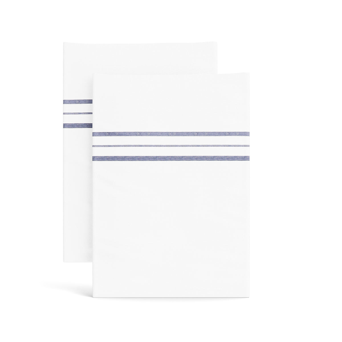 Hem Stripe Cotton Pillowcases in White Navy