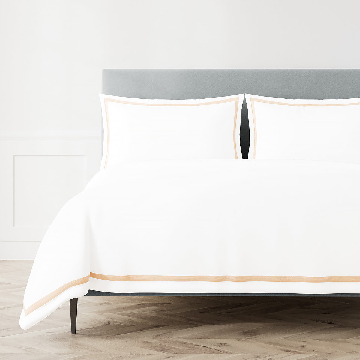 Ready-to-Bed 2.0 Cotton & Trim Duvet Cover in White/Taupe